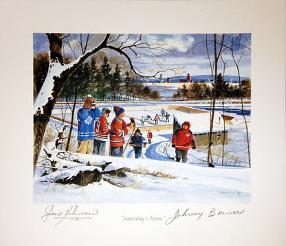 SATURDAY'S HEROES - SIGNED BY JEAN BELIVEAU AND JOHNNY BOWER (8.5" BY 8")