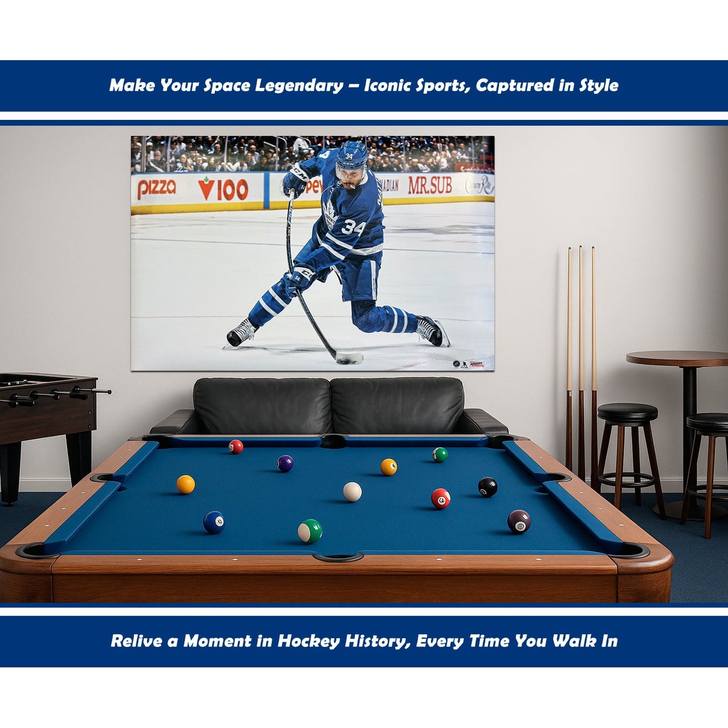 AUSTON MATTHEWS SLAPSHOT POSTER PRINT - TORONTO MAPLE LEAFS 34" BY 22"