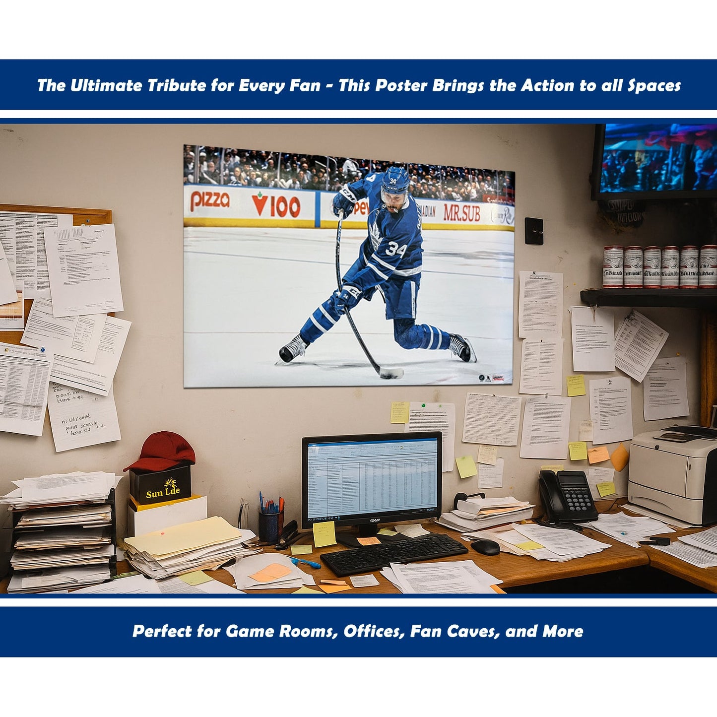 AUSTON MATTHEWS SLAPSHOT POSTER PRINT - TORONTO MAPLE LEAFS 34" BY 22"