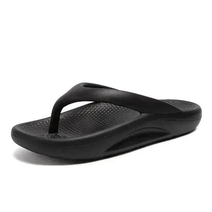 Flip-flops Men Wear Sandy Beach Platform Outside And Step On Shit