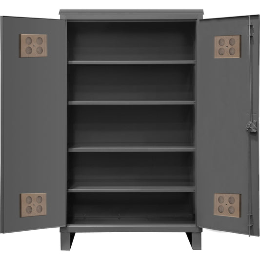 Heavy-Duty Outdoor Cabinet, Steel, 4 Shelves, 78" H x 48" W x 24" D, Grey