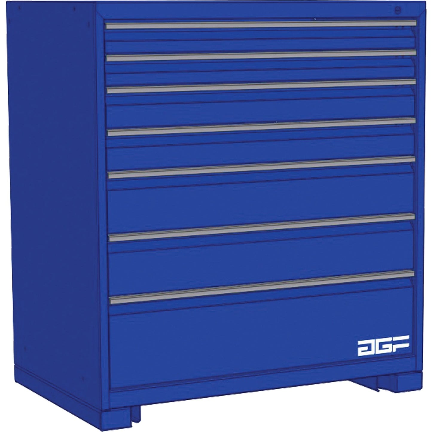 Tiroir de rangement modulaire, 7 tiroirs, 121,9 cm (48 po) de largeur x 71,1 cm (28 po) de profondeur x 101,6 cm (40 po) de hauteur, bleu
