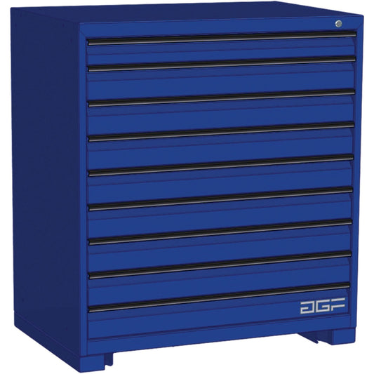 Bloc de tiroirs modulaire, 9 tiroirs, 91,4 cm L x 61 cm P x 101,6 cm H, bleu