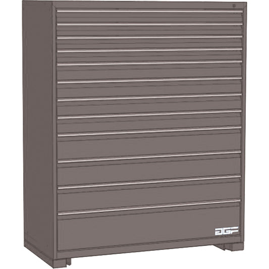 Bloc tiroir modulaire, 12 tiroirs, 122 cm L x 61 cm P x 152 cm H, gris