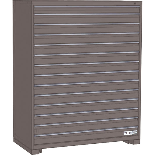 Bloc tiroirs modulaire, 14 tiroirs, 76,2 cm l. x 71,1 cm P x 152,4 cm H, gris
