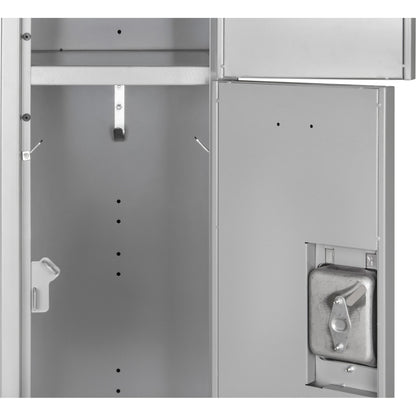 Vestiaires, 3 portes superposées, en batterie de 2, 61 x 46 x 208 cm, acier, gris, démonté