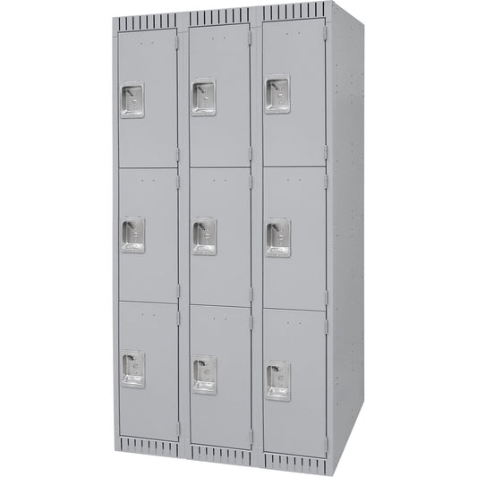 Casiers, 3 niveaux, batterie de 3, 36" x 18" x 72", Acier, Gris, Démonté