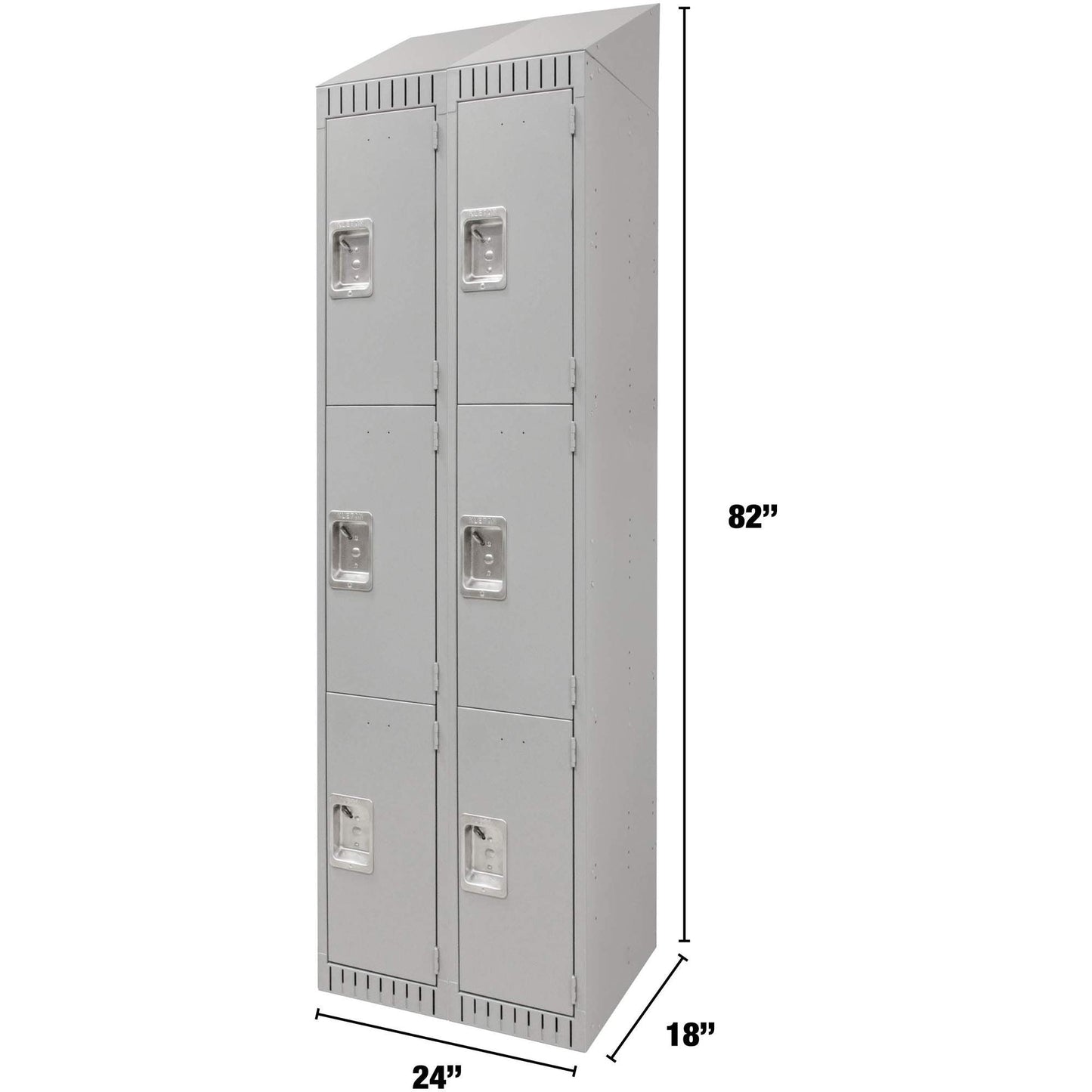 Vestiaires, 3 portes superposées, en batterie de 2, 61 x 46 x 208 cm, acier, gris, démonté