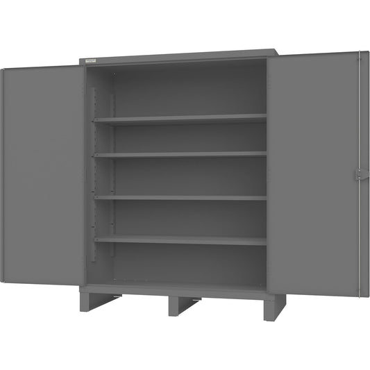 Armoire à portes encastrées, Acier, 4 étagères, 198 cm H x 152 cm L x 76 cm P, Gris