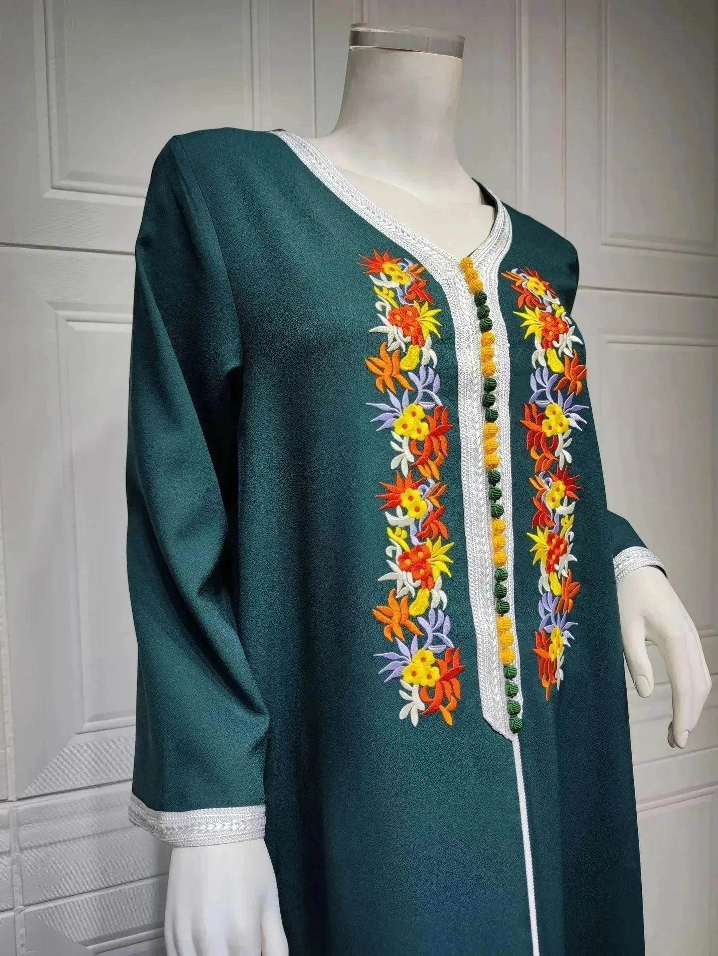 Four Seasons Embroidered Lace Chiffon Dubai Robe