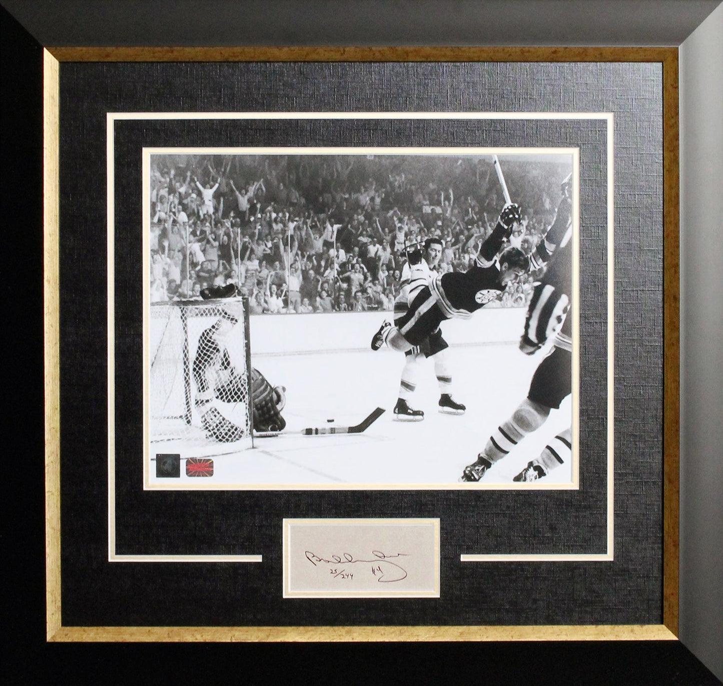 BOBBY ORR SIGNED "THE GOAL" FRAMED, LTD ED /244 - BOSTON BRUINS 24"X20"