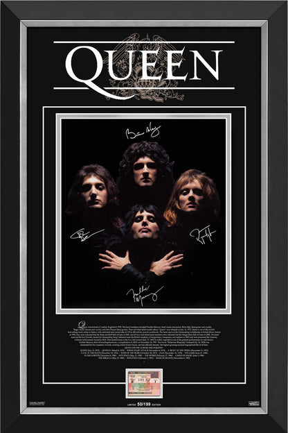 PHOTO DE COLLECTION QUEEN ENCADRÉE ÉDITION LIMITÉE À 199 EXEMPLAIRES - AUTOGRAPHES EN FAC-SIMILÉ 86CMX61CM