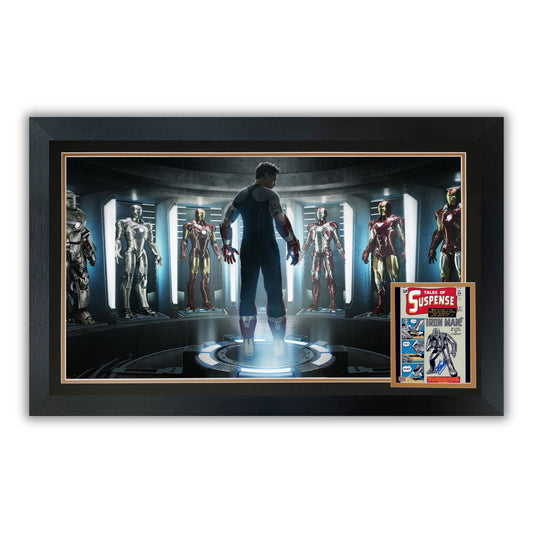 IRON MAN PREMIÈRE APPARITION DANS UN CADRE, SIGNÉ PAR STAN LEE - OBJET DE COLLECTION MARVEL 38"X28"
