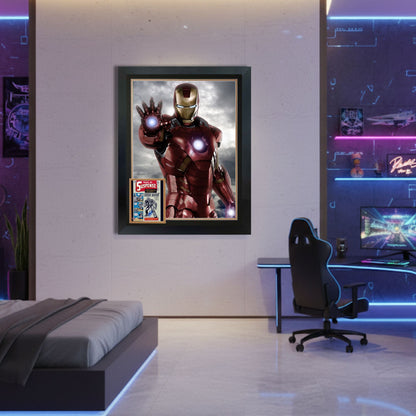 STAN LEE SIGNED IRON MAN FRAMED 38" BY 28"