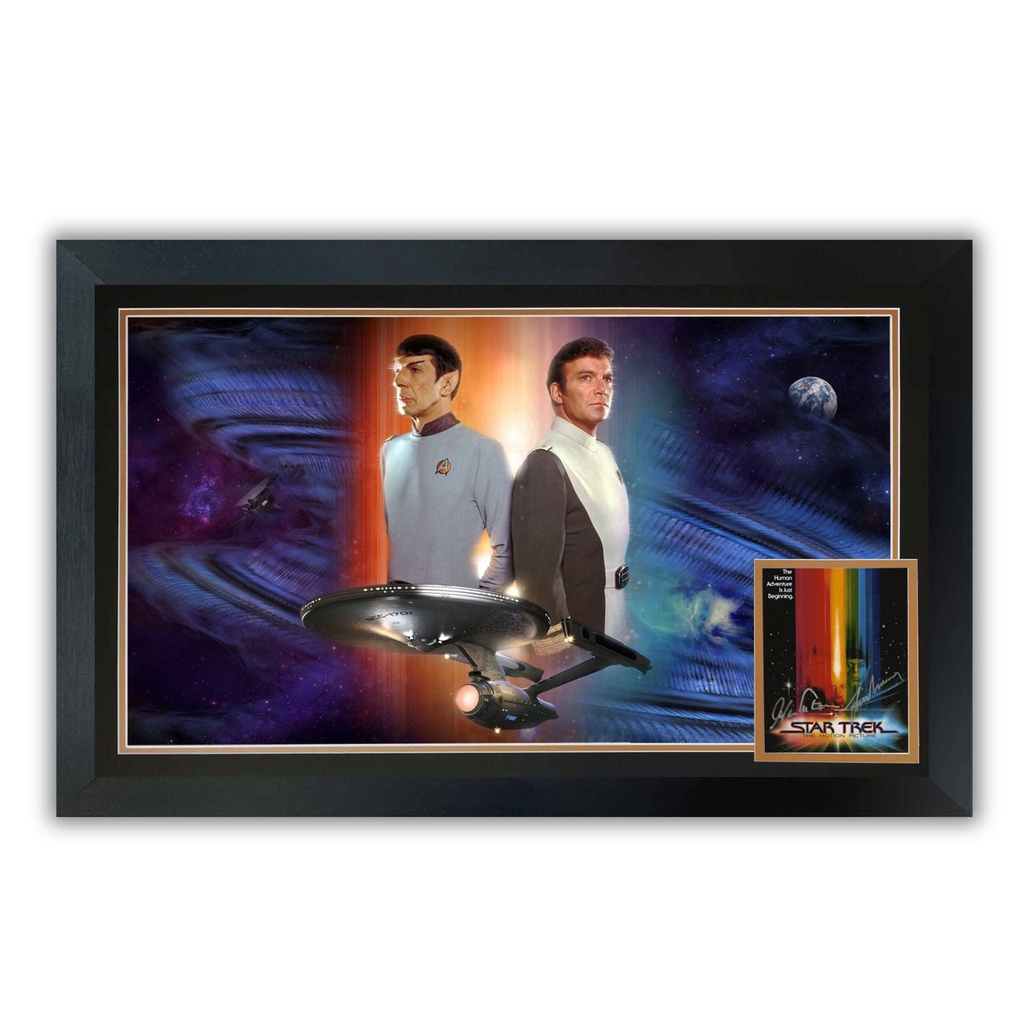 WILLIAM SHATNER & LEONARD NIMOY DUAL SIGNED: STAR TREK - KIRK & SPOCK 38"X28"