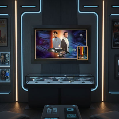 WILLIAM SHATNER & LEONARD NIMOY DUAL SIGNED: STAR TREK - KIRK & SPOCK 38"X28"