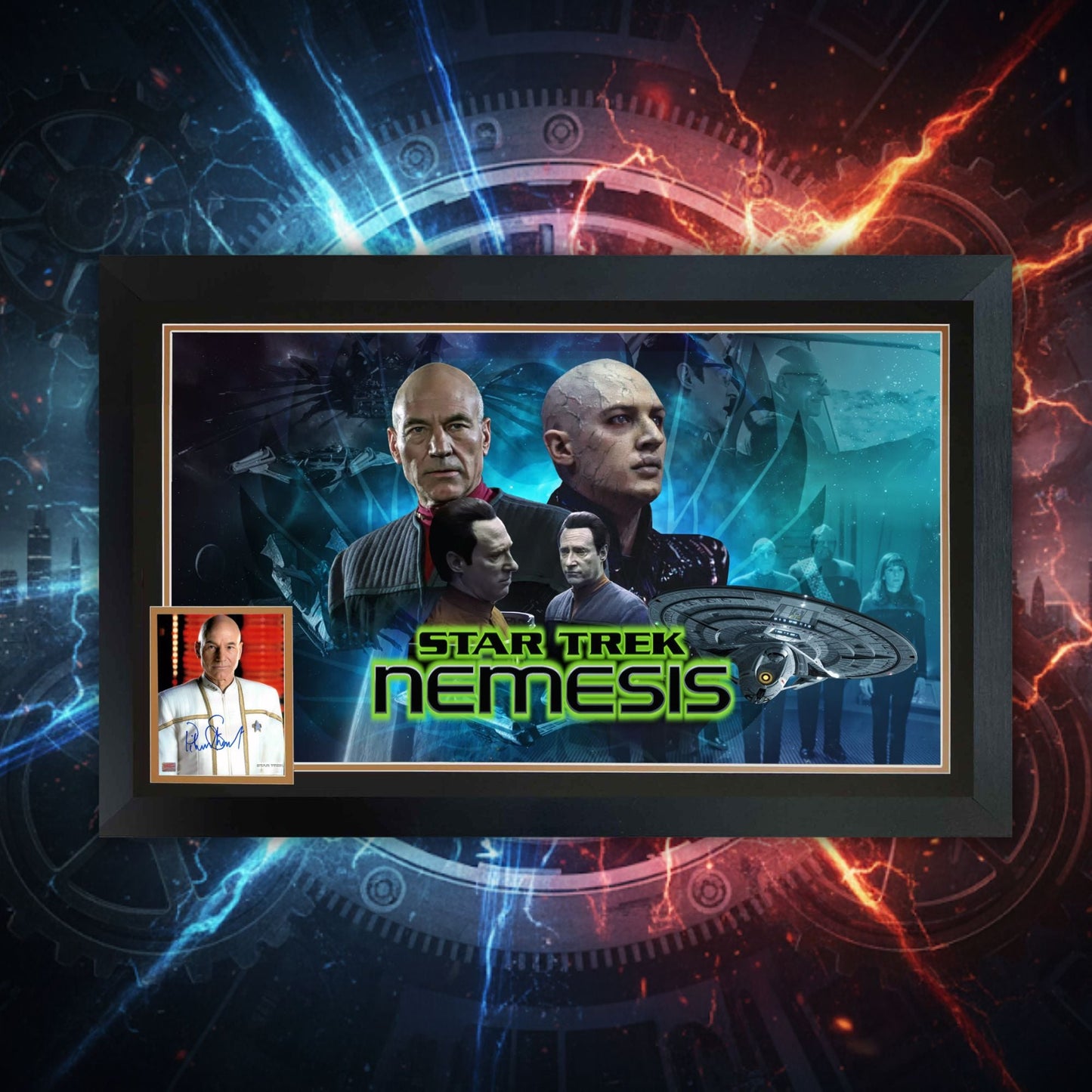 PATRICK STEWART SIGNED STAR TREK: NEMESIS FRAMED  - SCI-FI COLLECTIBLE 38"X28"