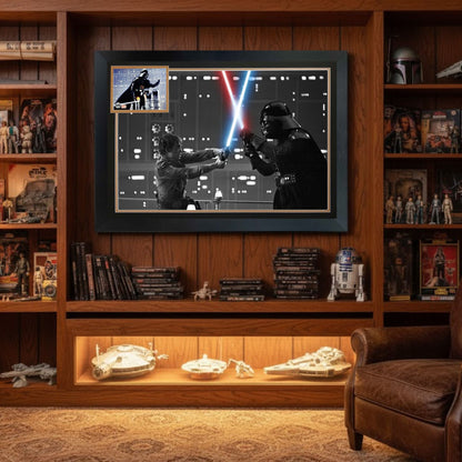 DARTH VADER VS LUKE SKYWALKER: DAVID PROWSE SIGNED - STAR WARS FRAME 38"X28"