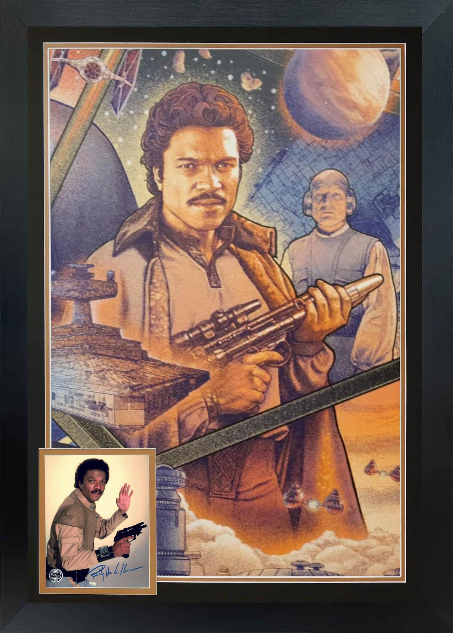BILLY DEE WILLIAMS SIGNED LANDO CALRISSIAN ART COLLAGE - STAR WARS FRAME 38"X28"