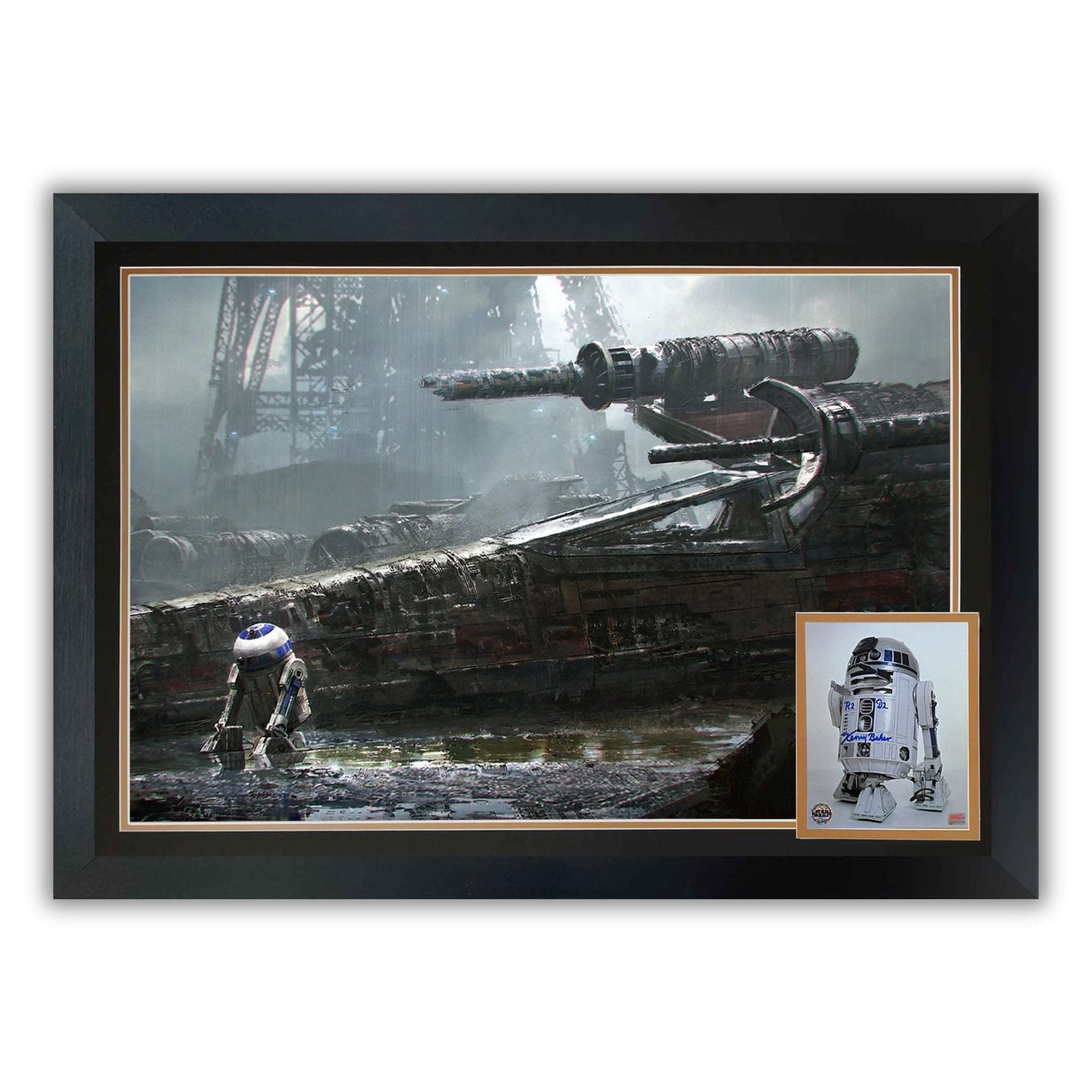 KENNY BAKER SIGNED R2-D2 FRAMED STAR WARS COLLECTIBLE (38.5" BY 28")