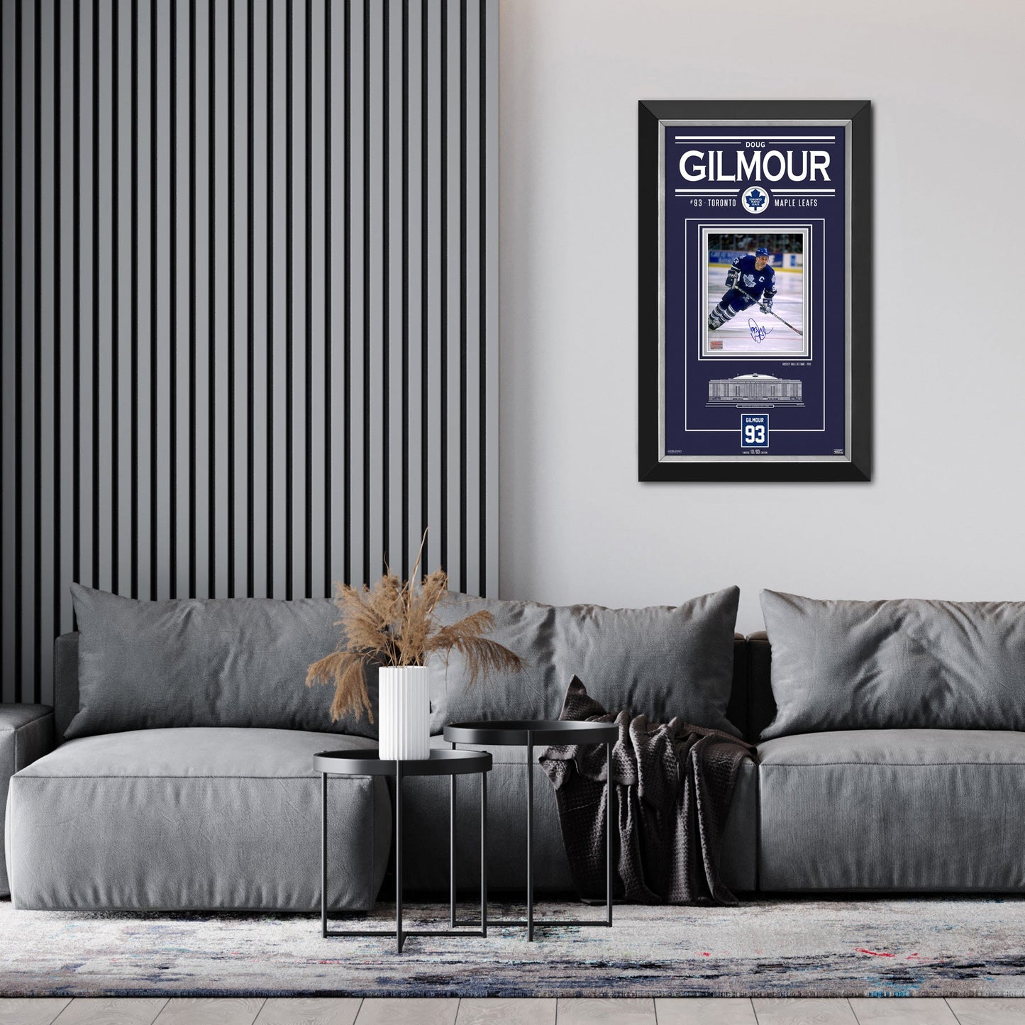 DOUG GILMOUR SIGNED PHOTO LTD ED OF 93 FRAME - TORONTO MAPLE LEAFS 32"X19"