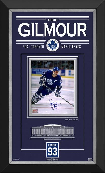 DOUG GILMOUR SIGNED PHOTO LTD ED OF 93 FRAME - TORONTO MAPLE LEAFS 32"X19"