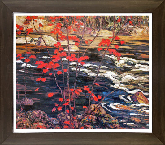 A.Y. JACKSON GROUP OF SEVEN "RED MAPLE" FRAMED ART PRINT  - 28"X24"