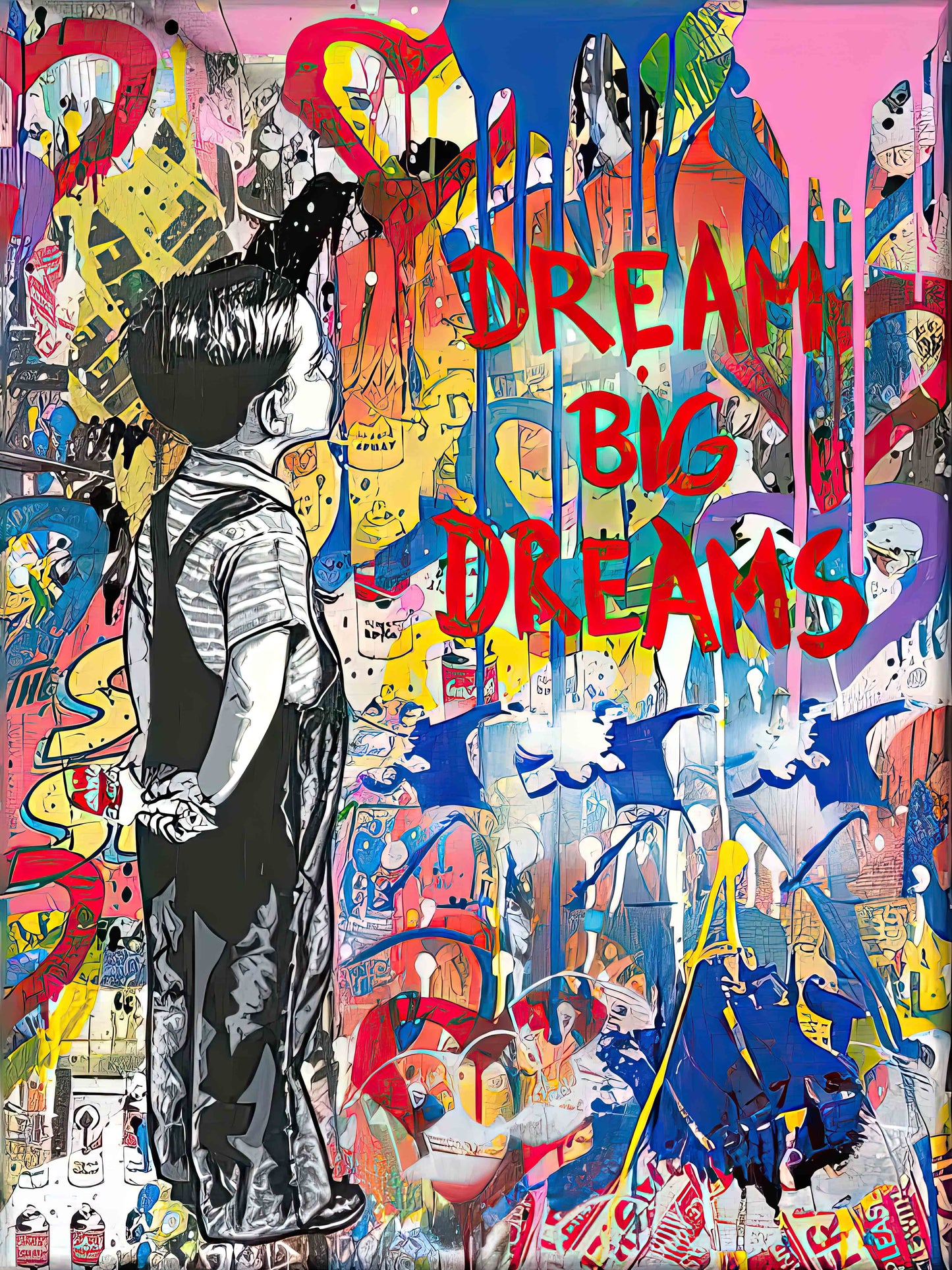 BANKSY: DREAM BIG DREAMS - WRAPPED CANVAS PRINT (32" BY 24")