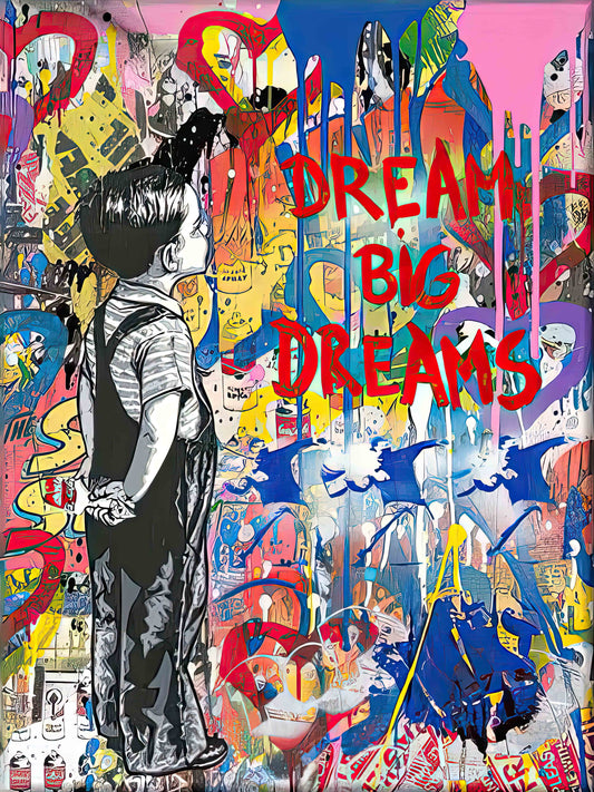 BANKSY: DREAM BIG DREAMS - WRAPPED CANVAS PRINT (32" BY 24")