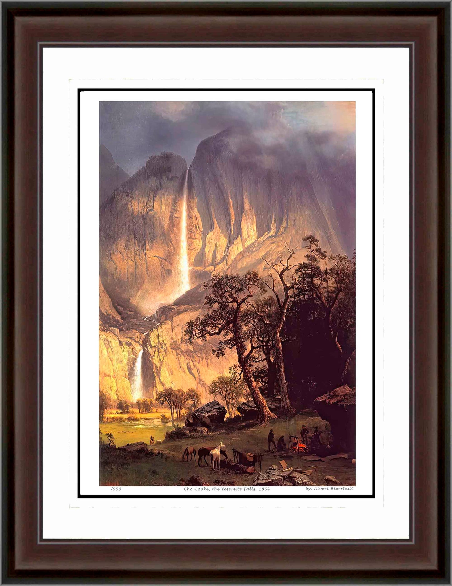 ALBERT BIERSTADT "CHO-LOOKE THE YESEMITE FALLS 1864" - FRAMED ART PRINT 30"X24"