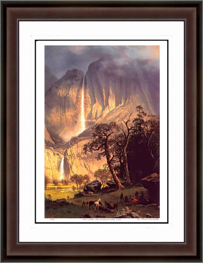 ALBERT BIERSTADT "CHO-LOOKE THE YESEMITE FALLS 1864" - FRAMED ART PRINT 30"X24"