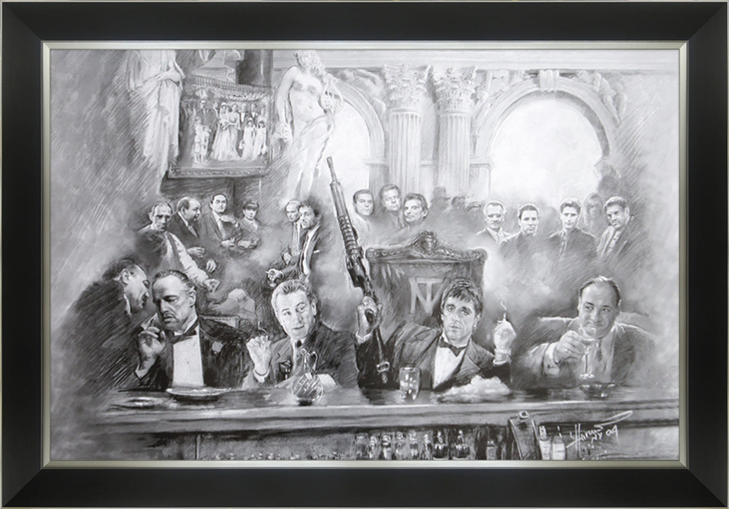 CLASSIC MAFIA BOSSESBRANDO, DENIRO, PACINO, GANDOLFINI - GANGSTERS 33.5"X23.5"