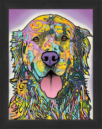 Silence Is Golden Retriever Framed Canvas Wall Art (33.5x23.5)