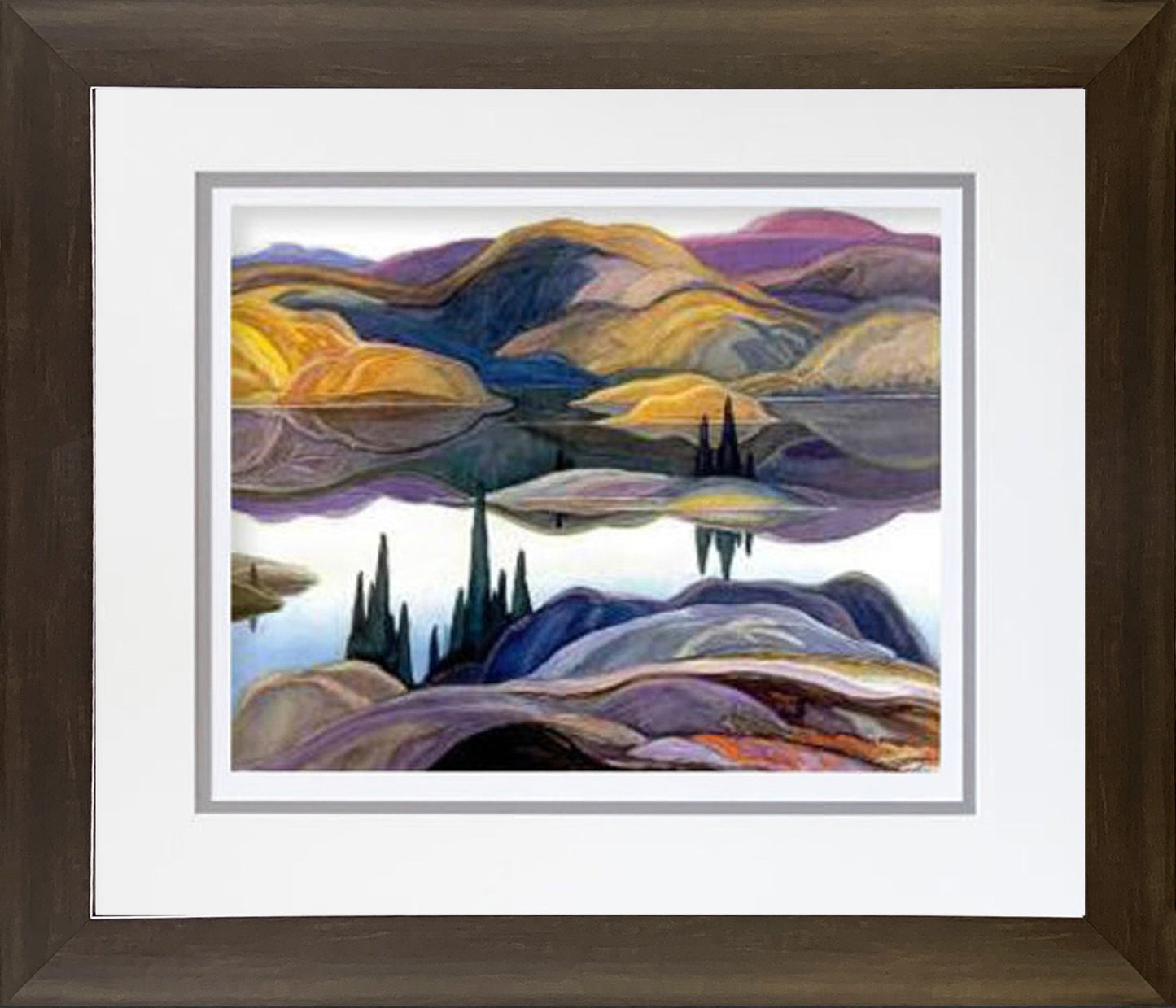 FRANKLIN CARMICHAEL "MIRROR LAKE" GROUP OF SEVEN PRINT - FRAMED  26"X24"
