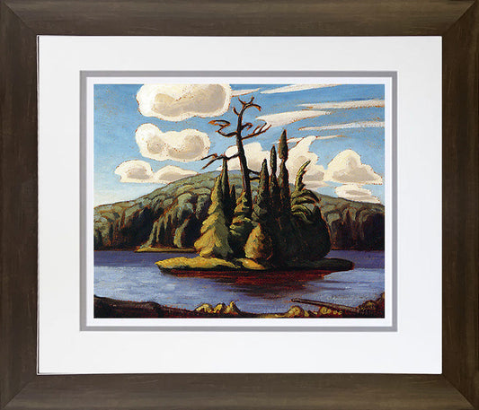 LAWREN HARRIS "ISLAND IN THE LAKE" GROUP OF SEVEN PRINT - FRAMED  26"X24"