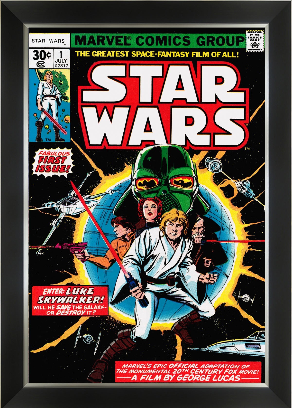 STAR WARS MARVEL COMICS FIRST ISSUE COVER ART - FRAMED ART PRINT (33.5"X23.5")