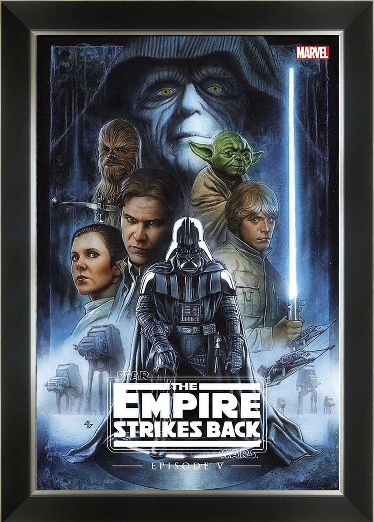 STAR WARS THE EMPIRE STRIKES BACK COMIC BOOK COVER ART - FRAMED PRINT 33"X23"