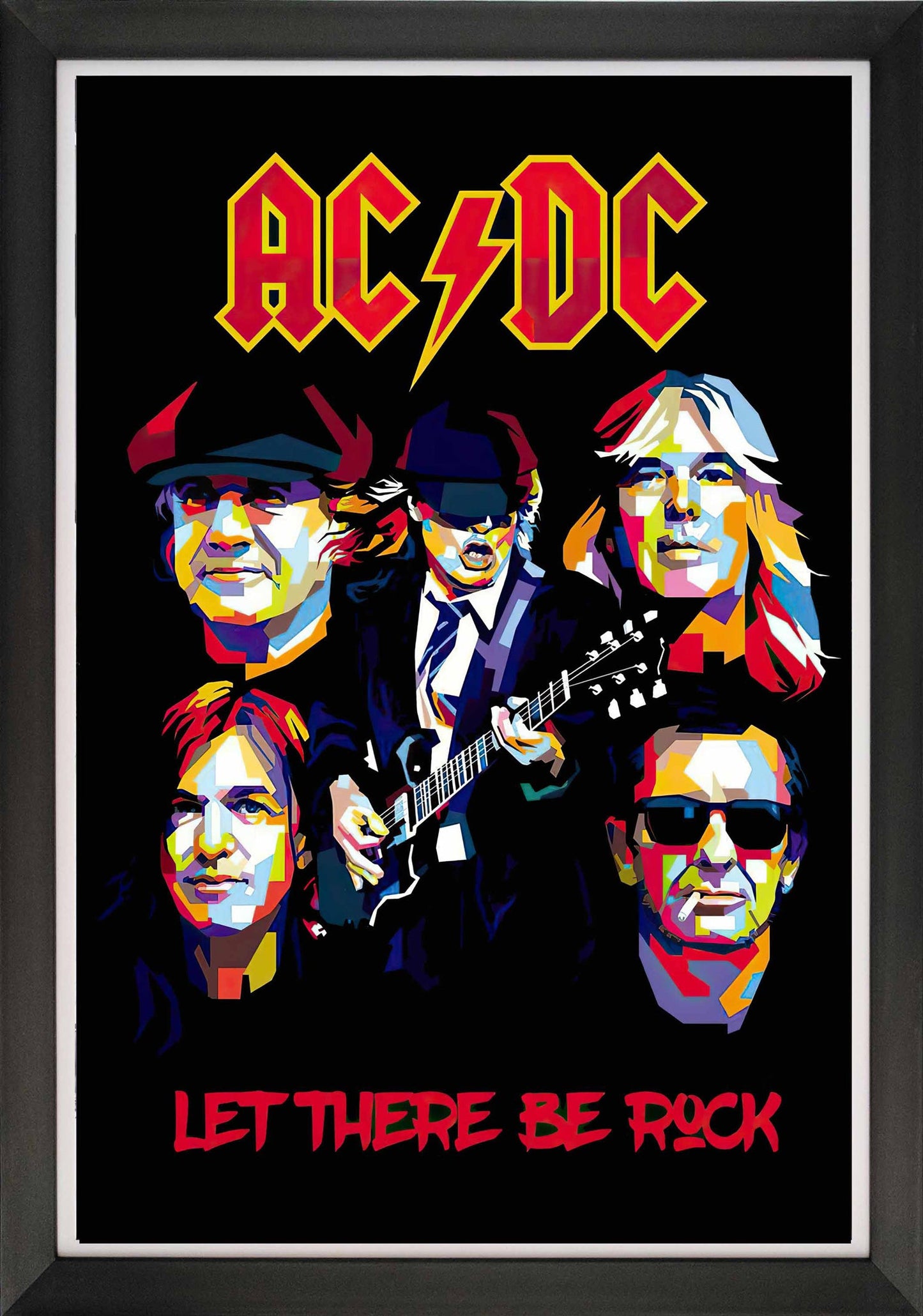 AC/DC - LET THERE BE ROCK - FRAMED POP ART REPRINT (33.5" BY 23.5")
