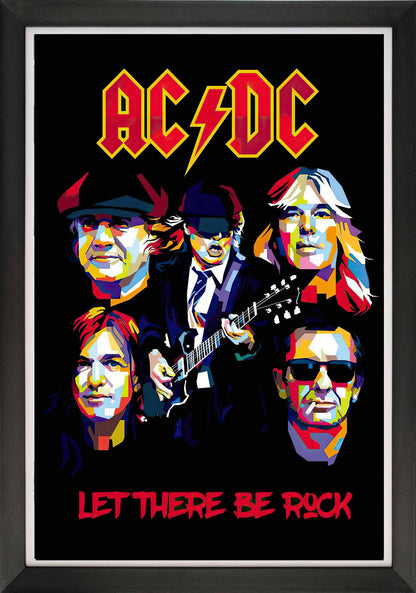 AC/DC - LET THERE BE ROCK - FRAMED POP ART REPRINT (33.5" BY 23.5")