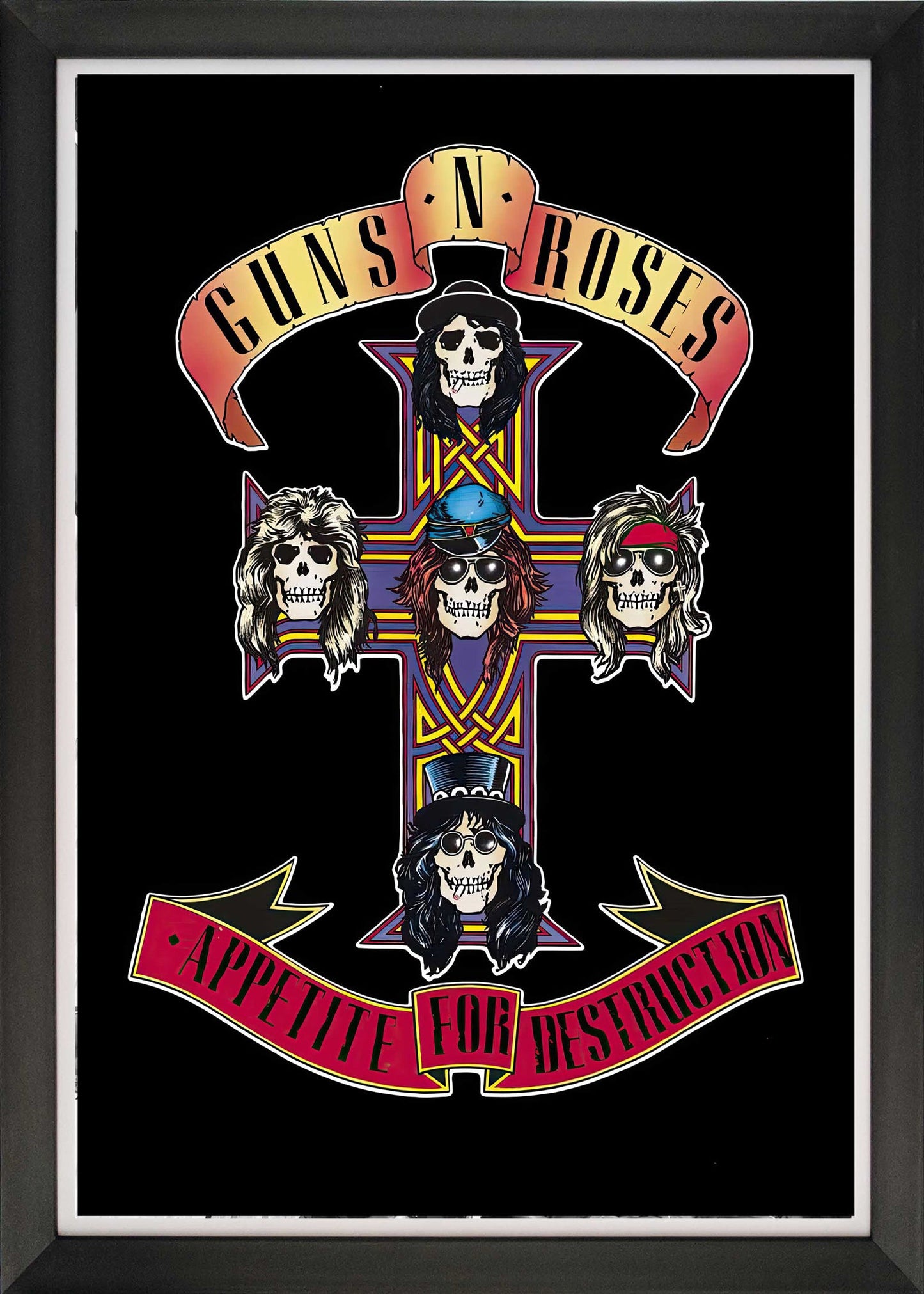GUNS N' ROSES APPETITE FOR DESTRUCTION FRAMED ALBUM REPRINT (33.5" BY 23.5")