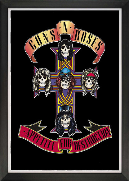 GUNS N' ROSES APPETITE FOR DESTRUCTION FRAMED ALBUM REPRINT (33.5" BY 23.5")