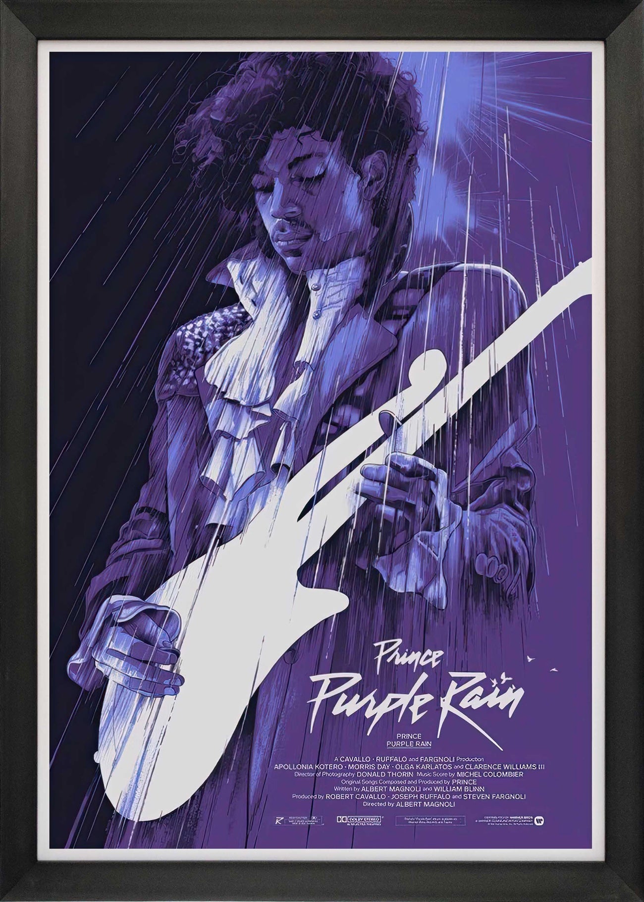 PRINCE IN PURPLE RAIN - FRAMED CLASSIC MOVIE REPRINT (33.5" BY 23.5")
