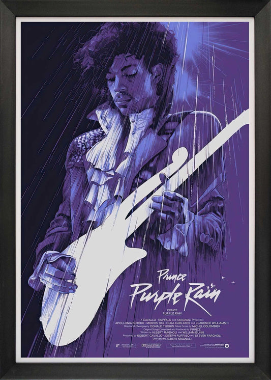 PRINCE IN PURPLE RAIN - FRAMED CLASSIC MOVIE REPRINT (33.5" BY 23.5")