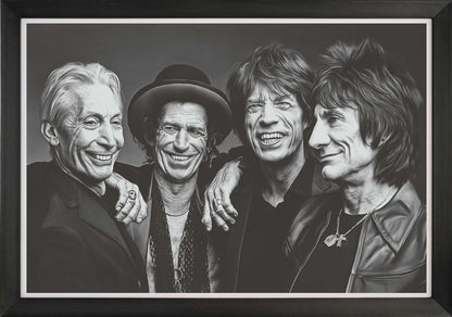 THE ROLLING STONES - BAND PORTRAIT - FRAMED ART REPRINT (33.5" BY 23.5")