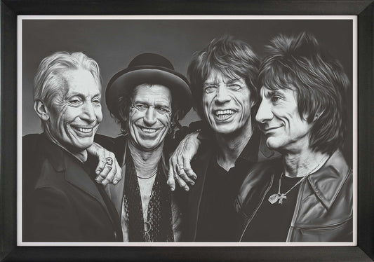 THE ROLLING STONES - BAND PORTRAIT - FRAMED ART REPRINT (33.5" BY 23.5")