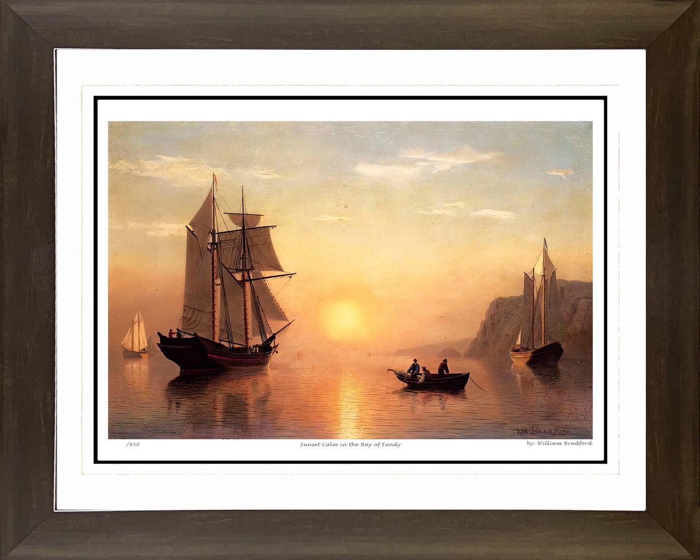 WILLIAM BRADFORD "SUNSET CALM IN THE BAY OF FUNDY" - HUDSON RIVER SCHOOL 30"X24"