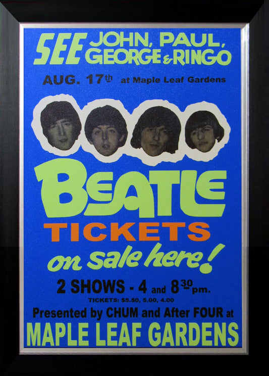 THE BEATLES LIVE AT MAPLE LEAF GARDENS 1966TORONTO - CUSTOM FRAMED 33.5"X23.5"