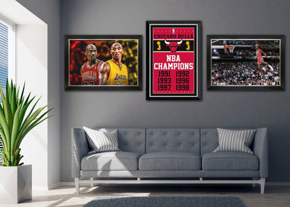 Kobe Bryant Soars Over LeBron James Framed Canvas (33.5x23.5)