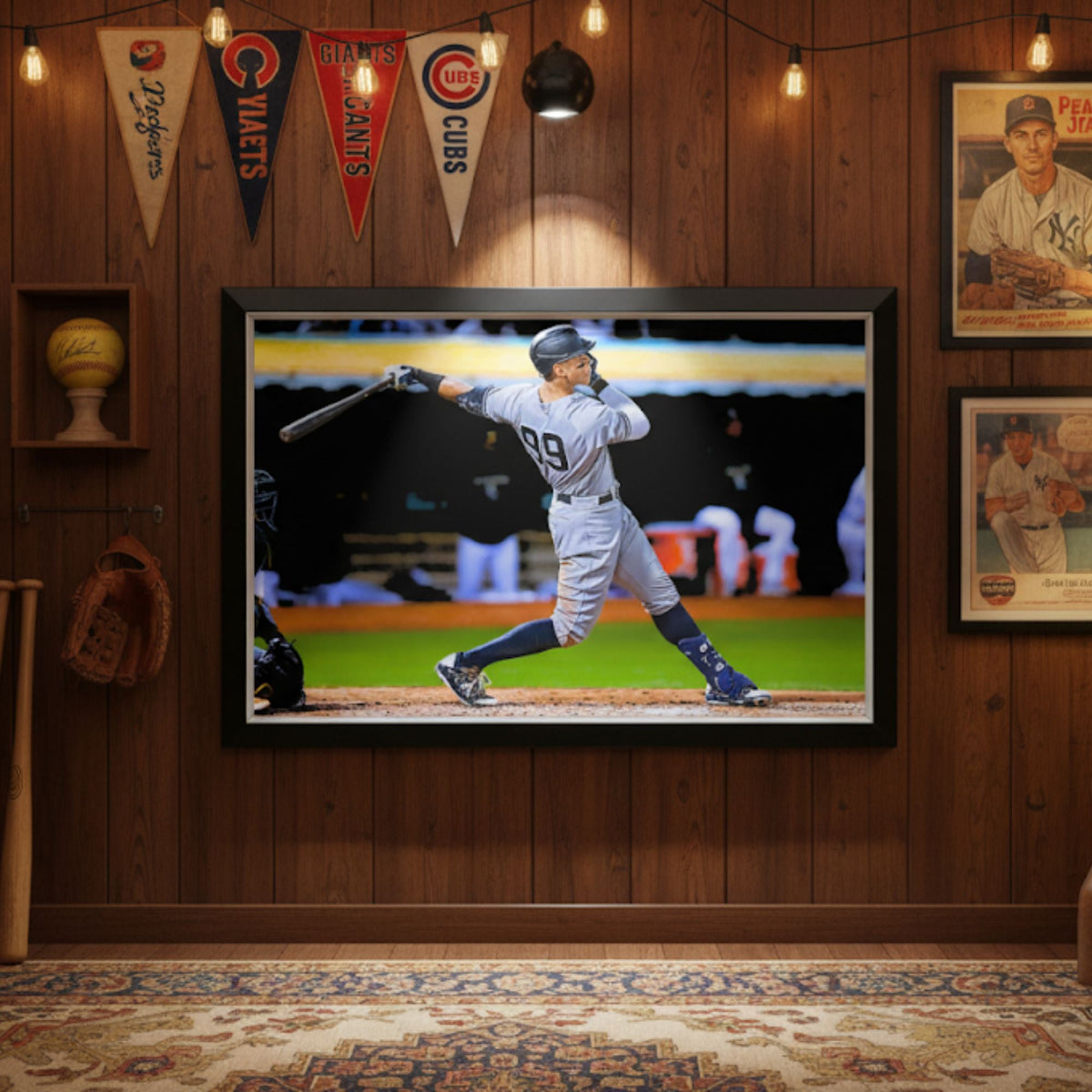 Aaron Judge New York Yankees #99 Framed Canvas Wall Art (33x23)