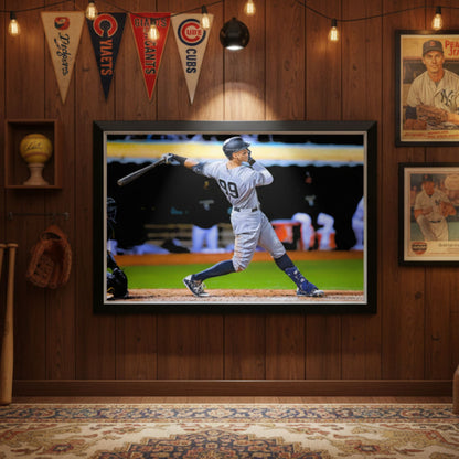 Aaron Judge New York Yankees #99 Framed Canvas Wall Art (33x23)